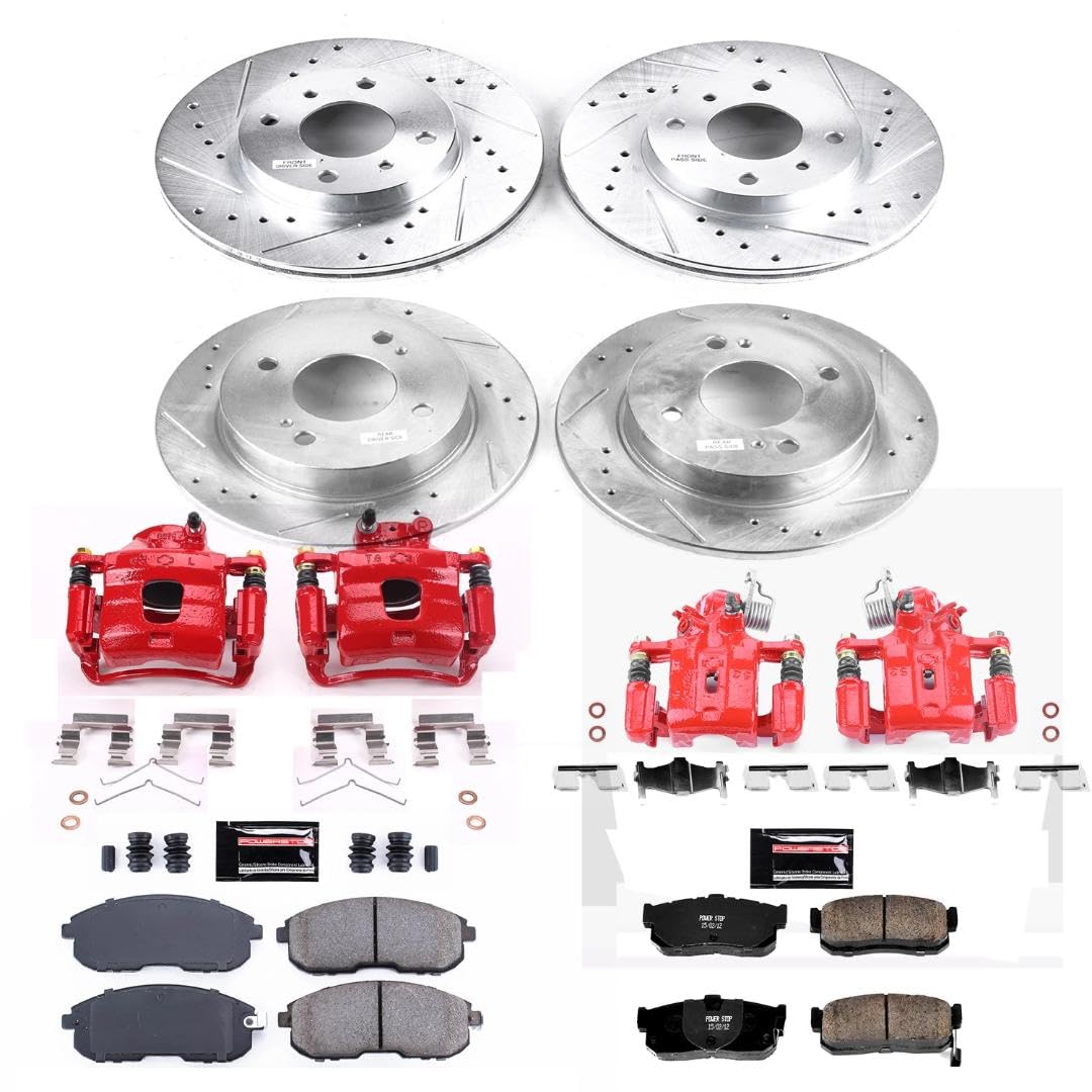 Power Stop KC750 Z23 Evolution Sport Brake Upgrade Kit Front & Rear with Powder Coated Calipers For Nissan Sentra 2000-2001 [Model Specific]