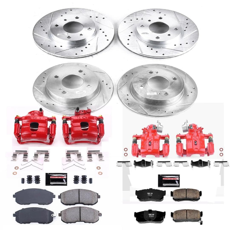Power Stop KC750 Z23 Evolution Sport Brake Upgrade Kit Front & Rear with Powder Coated Calipers For Nissan Sentra 2000-2001 [Model Specific]