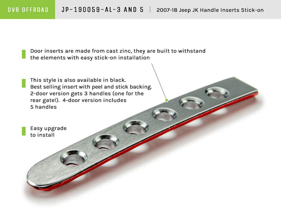D-JP-190059-AL-3 | DV8 Offroad | Door Handle Insert Set for The 07-18 Wrangler JK | Round Hole Design | Aluminum Constructions