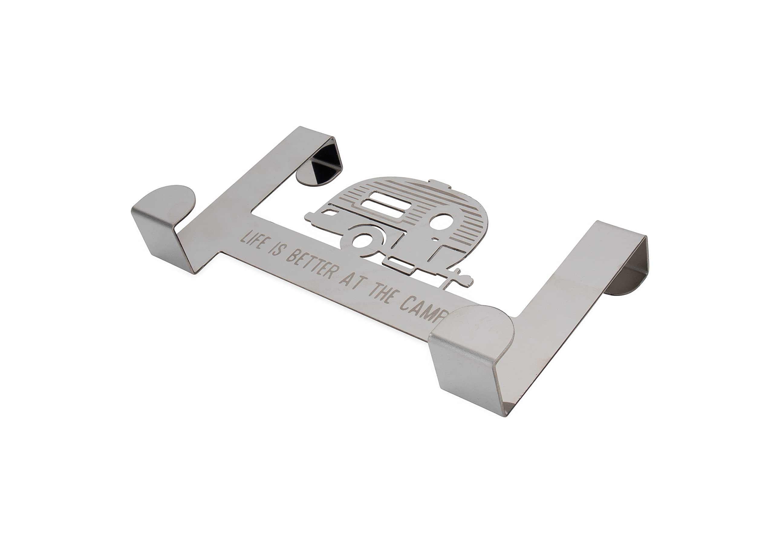 Over-The-Cabinet Hooks Camco Life is Better at The Campsite | Ideal for Small Spaces | Made of Durable Stainless Steel | (53381), Silver, Medium