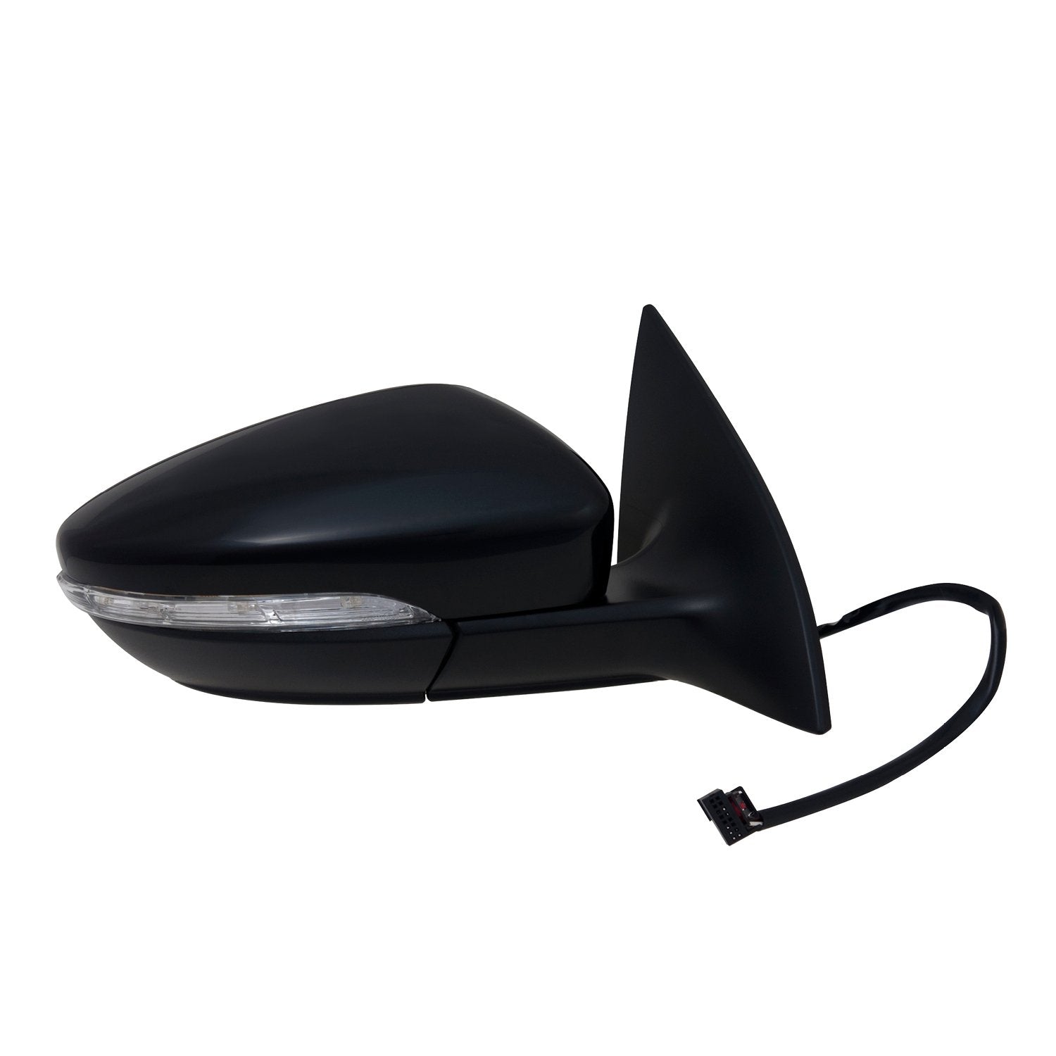 Passenger Side Fit Mirror for Volkswagen Passat CC, Textured Black w/PTM Cover, w/Turn Signal, Puddle lamp, Foldaway, w/o auto dimming, w/o Memory, w/o Power Folding, Heated Power