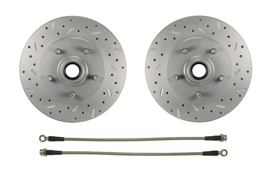 Power Front Disc Brake Conversion Kit With Adjustable Proportioning Valve LEED BRAKES Maxgrip Xds Black Calipers