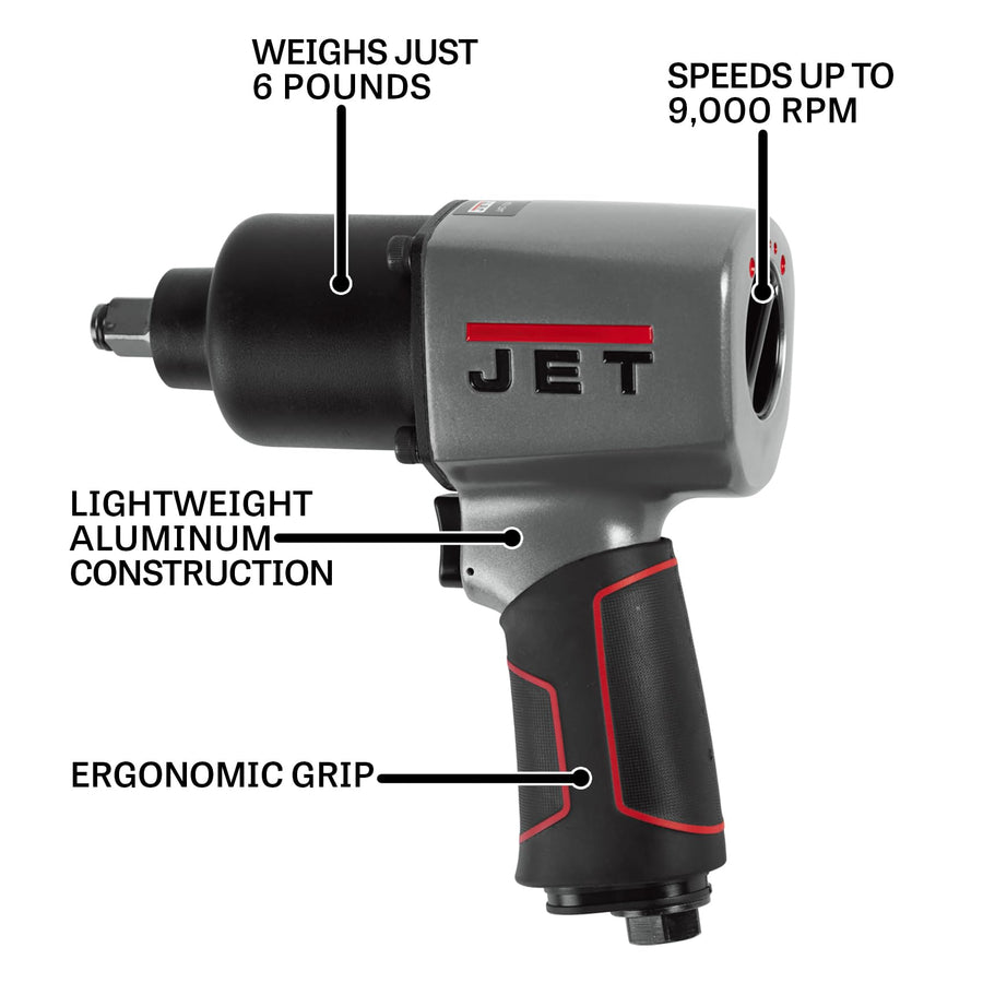 JET 1/2-Inch Impact Wrench Aluminum, 900 ft-lbs, 9000 RPM (Model JAT-104)