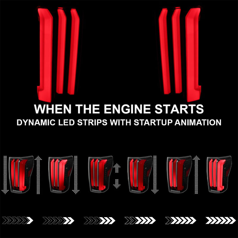 Full LED Sequential Tail Lights SPEC-D TUNING w/Red LED Light Bars and Startup Animation Compatible with 2007-2013 Toyota Tundra, Left + Right Pair Assembly