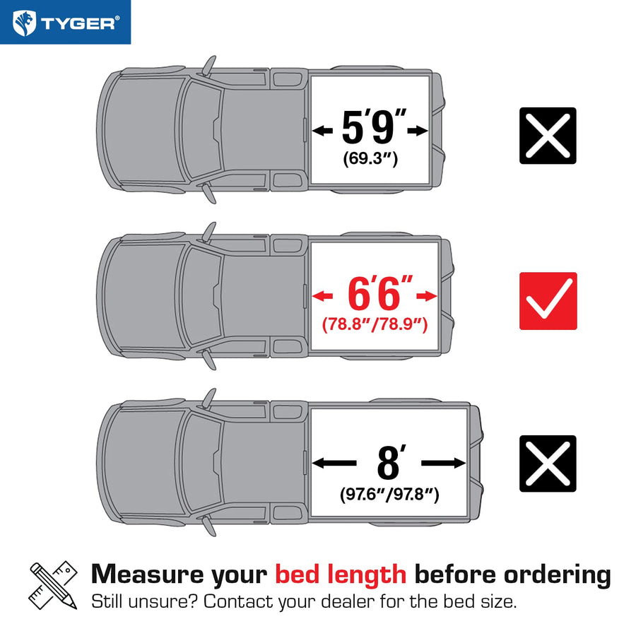 Tyger Auto T3 Soft Tri-Fold Tonneau Cover Truck Bed Compatible with 2014-2018 Chevy Silverado / GMC Sierra 1500; 2015-2019 2500HD 3500HD; 2019 LD/Limited Only | Fleetside 6'6" Bed (78") | TG-BC3C1007