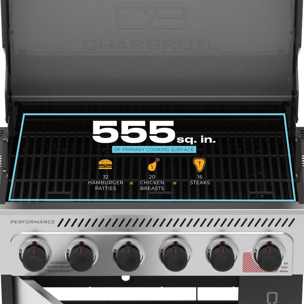 Performance Series Char-Broil 463286125 FlavorMax 6-Burner Gas Grill - Stainless