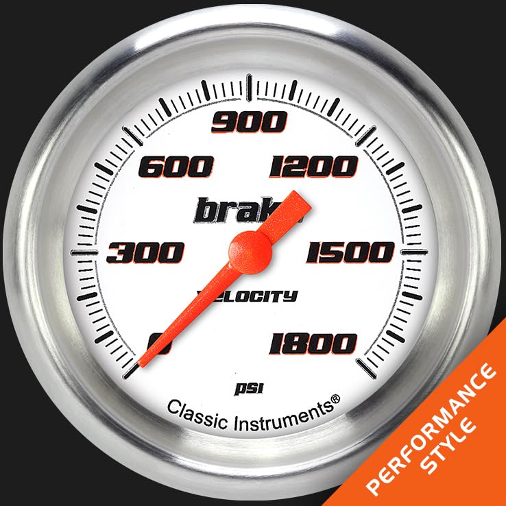 Velocy Classic Instruments VS367WAPF White 2 5/8" Brake Pressure Gauge Full Sweep