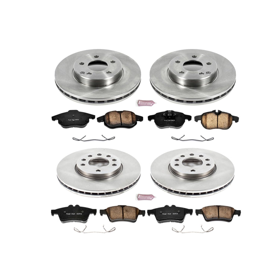 POWERSTOP Autospecialty KOE979 Front and Rear Replacement Brake Kit-OE Brake Rotors & Ceramic Brake Pads For Saab 9-3 2003-2011 [Model Specific]