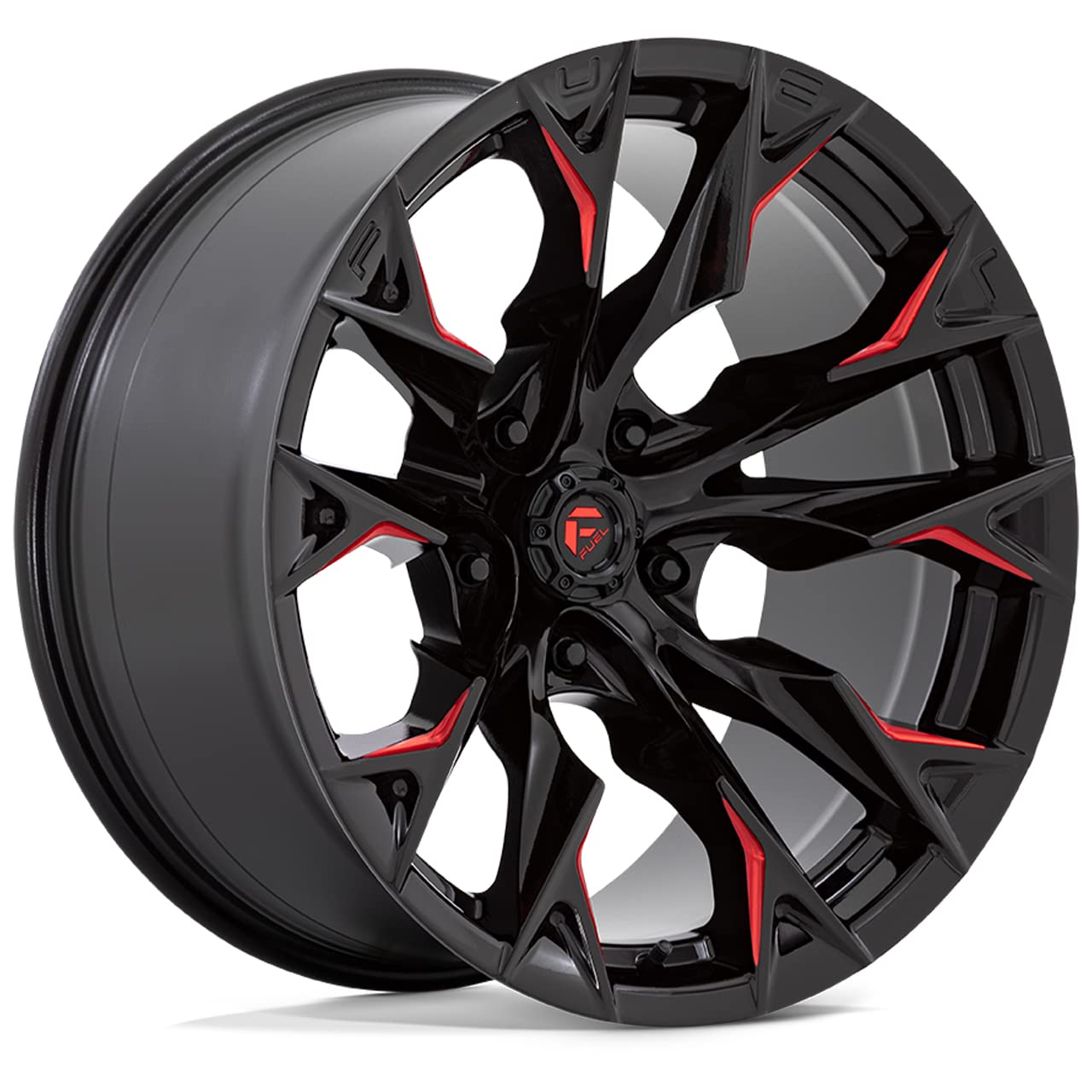 FLAME FUEL OFF-ROAD 20X10 5X5.5 4.79-18mm GLOSS BLACK MILLED WITH CANDY RED - D8232000B447