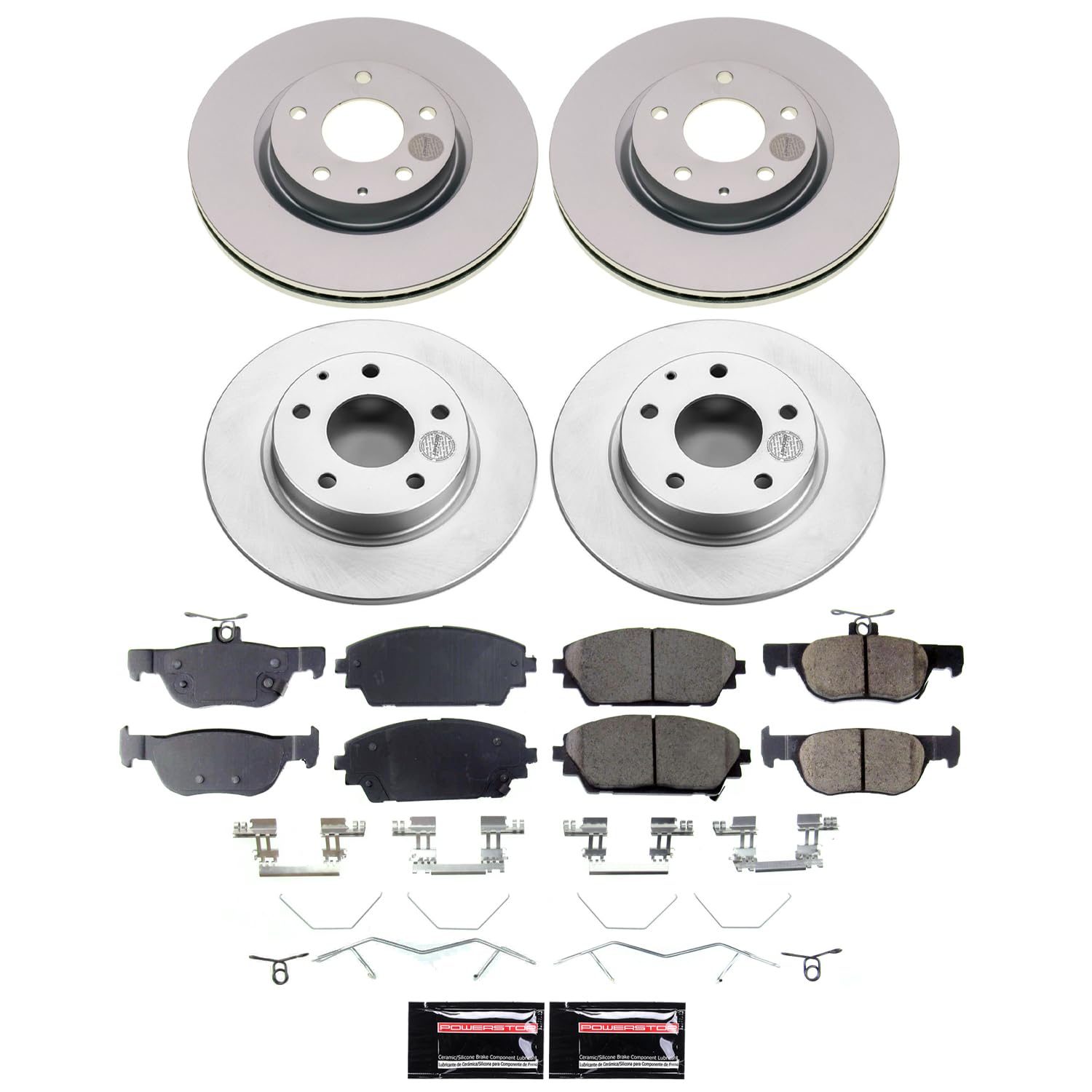 Power Stop CRK8813 Brake Kit For Mazda 3 2019-2023 Front and Rear Geomet Coated Brake Rotors and Pads