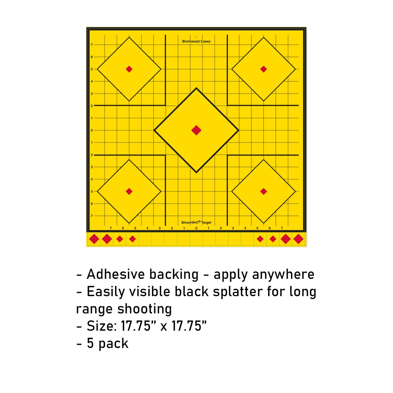 BIRCHWOOD CASEY Long Range Shoot-N-C Sight-in Always Flat Adhesive Back Shooting Training Reactive 17.75" Targets with Pasters for All Calibers | Pack of 5