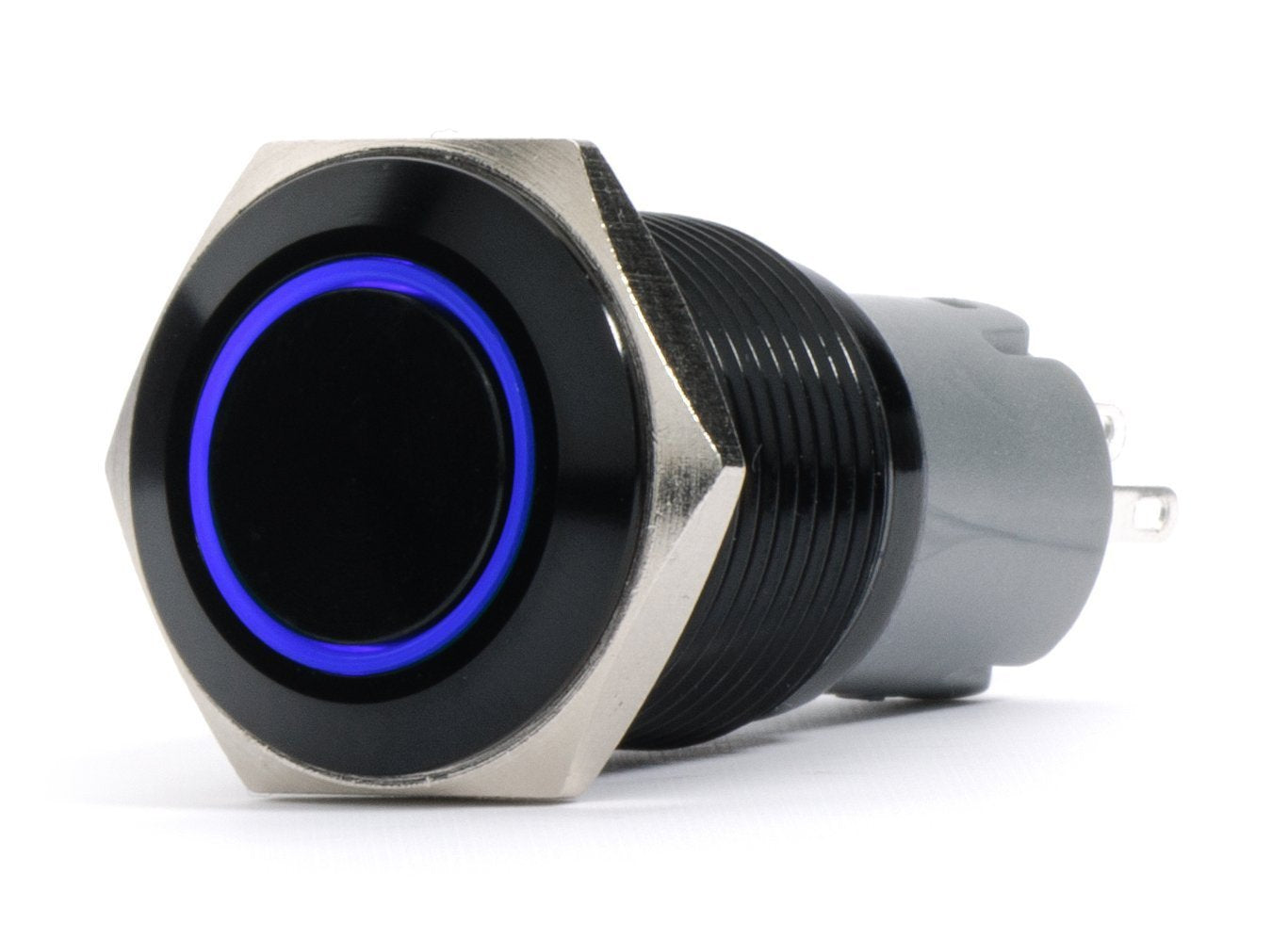 Race Sport Lighting 19mm RS-B19MM-LEDB Black 2-Position On/Off Switch (BLUE) - Black Flush Mount 12V
