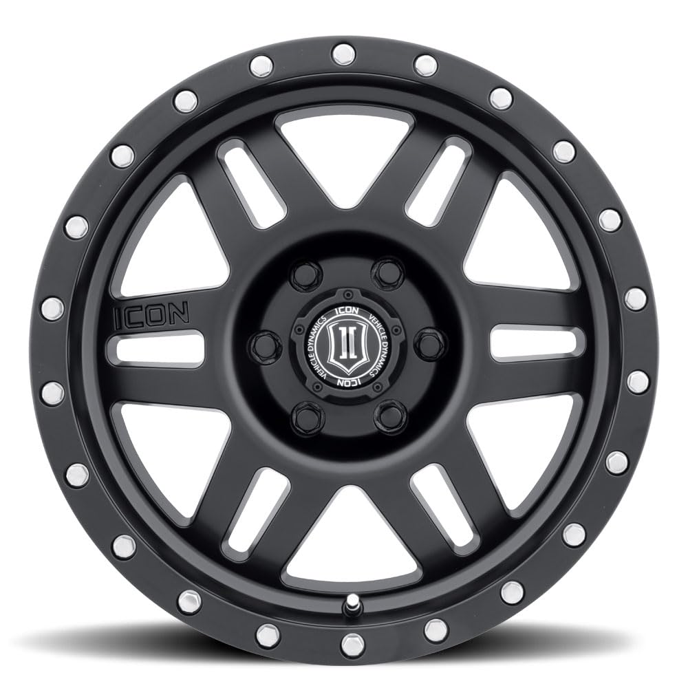 Satin Black Wheel Icon Vehicle Dynamics Machined, Inserts, Lip (8.5 x 17. inches /6 x 139 inches, 25 inches Offset)