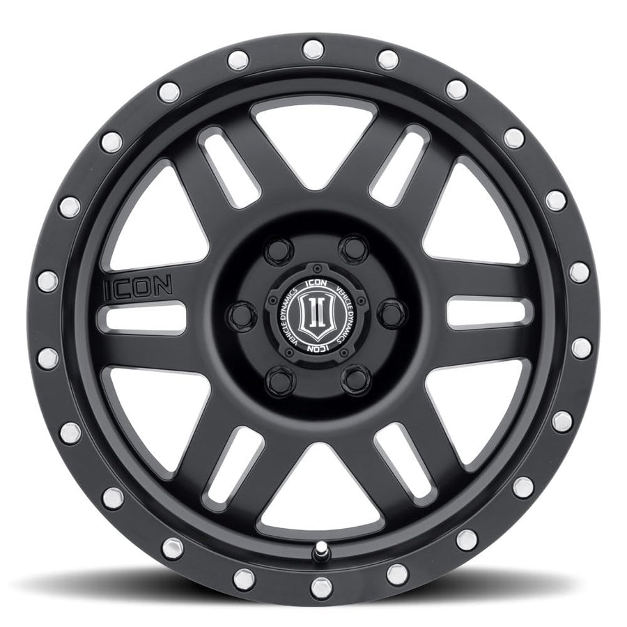 Satin Black Wheel Icon Vehicle Dynamics Machined, Inserts, Lip (8.5 x 17. inches /6 x 139 inches, 25 inches Offset)