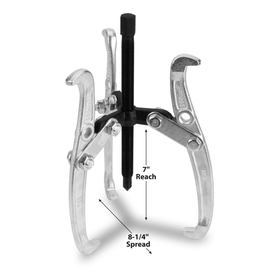 8-Inch Performance Tool W138P Gear Puller with Reversible Design for Vehicle Maintenance and Repair, Drop-Forged Steel, Chrome Plating
