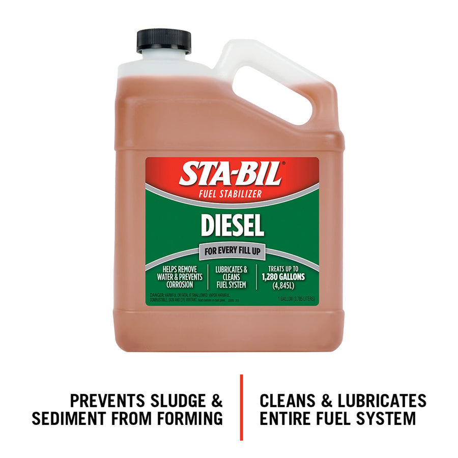 Diesel Fuel Stabilizer STA-BIL (22255) And Performance Improver - Keeps Diesel Fuel Fresh For Up To 12 Months - Lubricates And Cleans The Fuel System - Treats 1,280 Gallons, 1 Gallon, 128 Fl. oz.