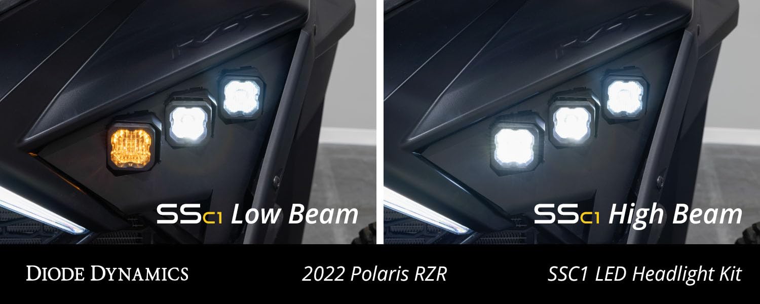 Diode Dynamics SSC1 LED Headlight Kit for Polaris RZR Pro compatible 2020-2023, SSC1 Sport