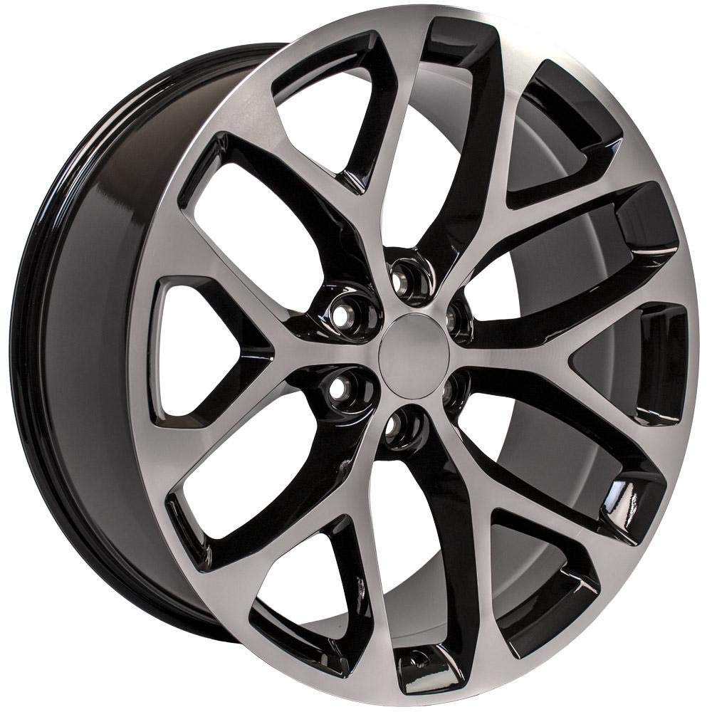 24 Inch OE Wheels CV98B Rim Fits Silverado 1500 Snowflake Style 6x139.7 24x10 Gloss Black Machined - Hollander 5668 (1)