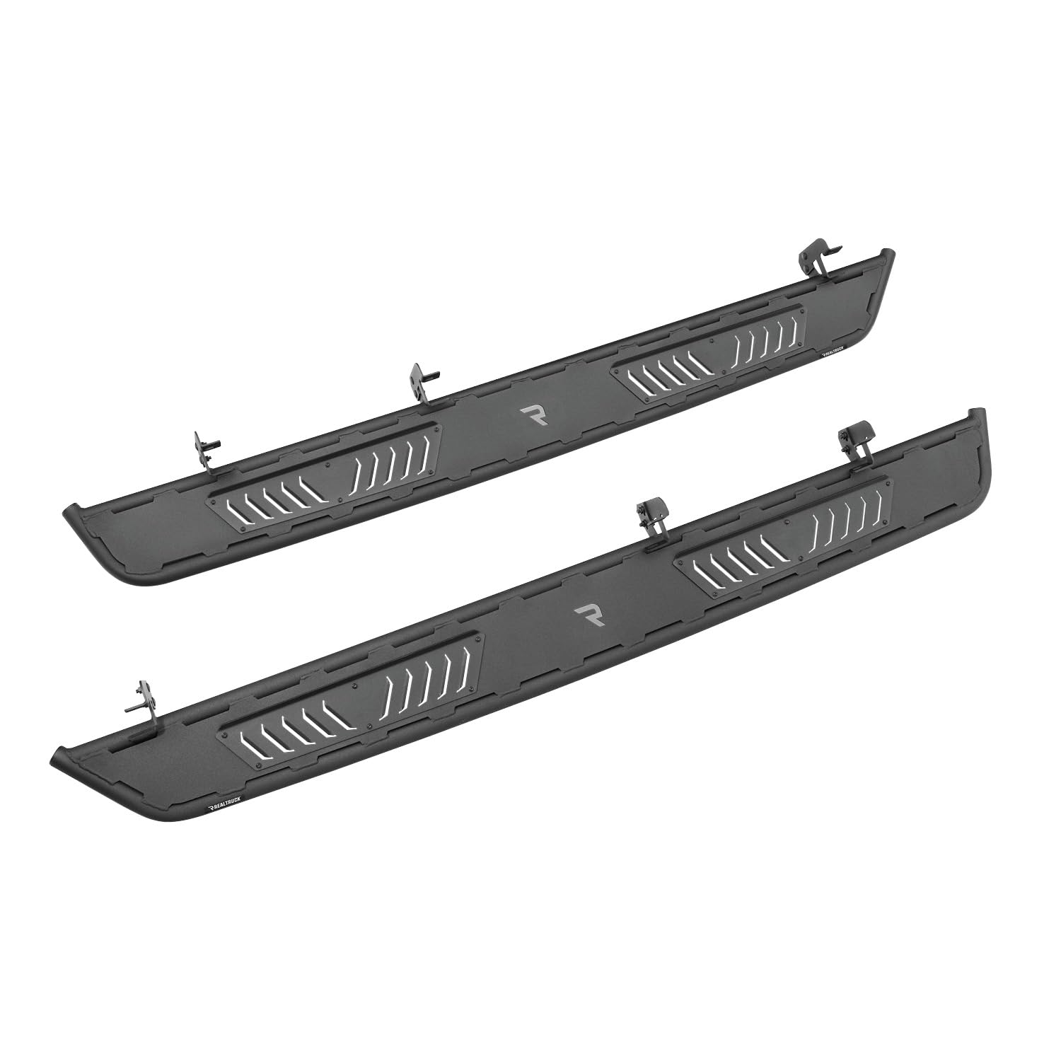 Roan Running Boards RealTruck for Silverado/Sierra | Cab Length, Extra Large 5.5" Step Plate, Textured Black | NBC19CC-TX | Fits 2019 - 2026 Chevrolet / GMC 1500, 20-25 2500 / 3500 Crew Cab