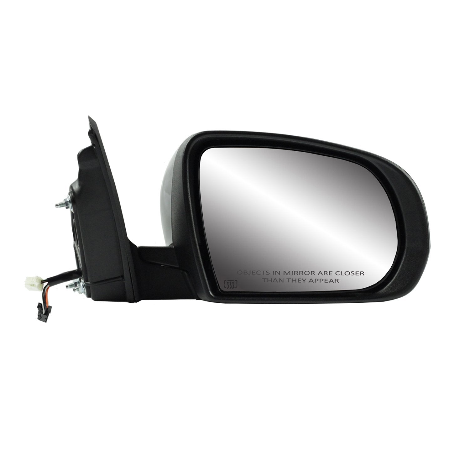 Passenger Side Fit Mirror for Jeep Cherokee, Code GUU, Textured Black w/PTM Cover, w/Turn Signal, Puddle lamp, Foldaway, w/o Memory, w/o Blind spot Detection System, Heated Power (60225C)