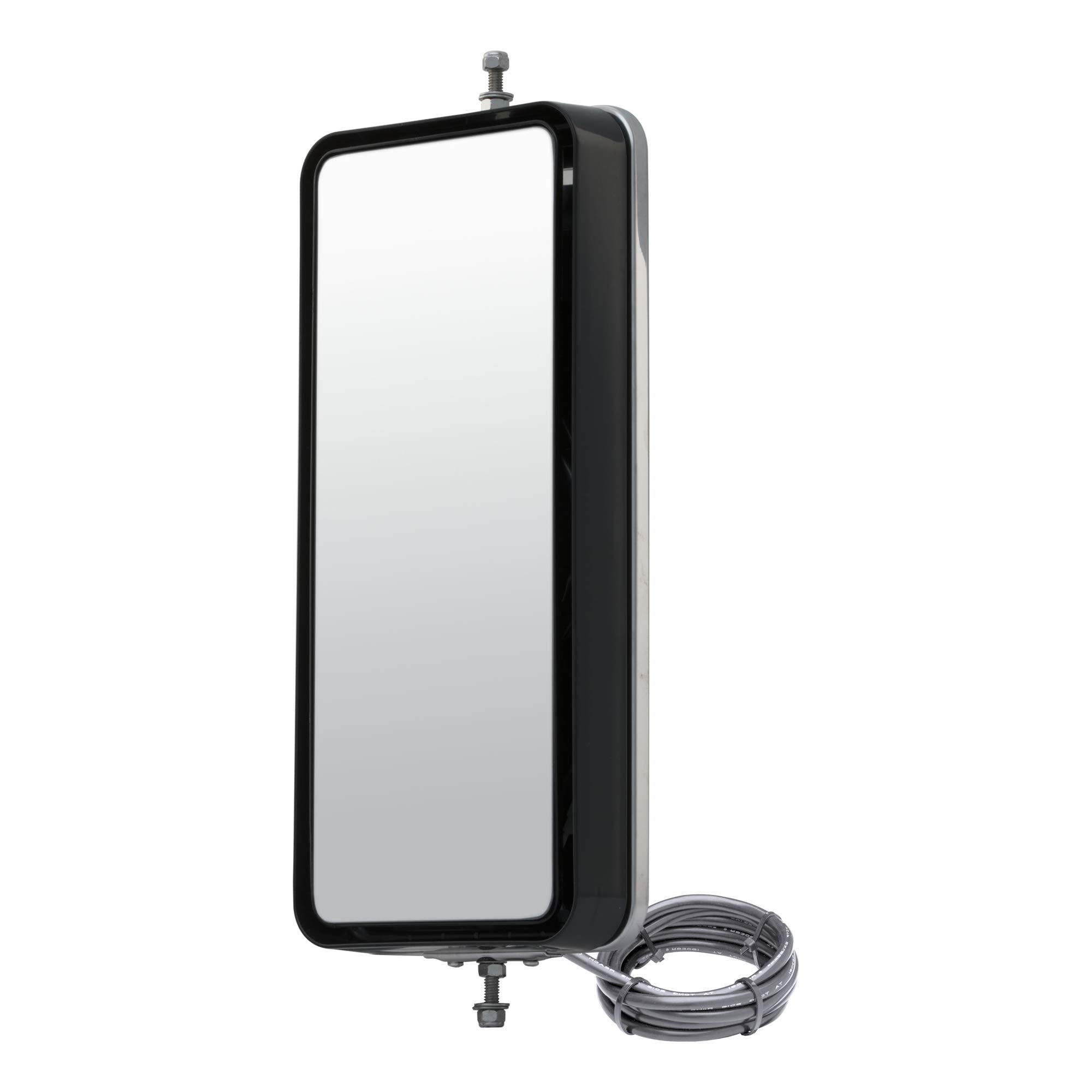 7 x 16-Inch Stainless Steel Angle-Back Motorized Heated Semi Truck West Coast Mirror Head Retrac, Universal Driver or Passenger Side