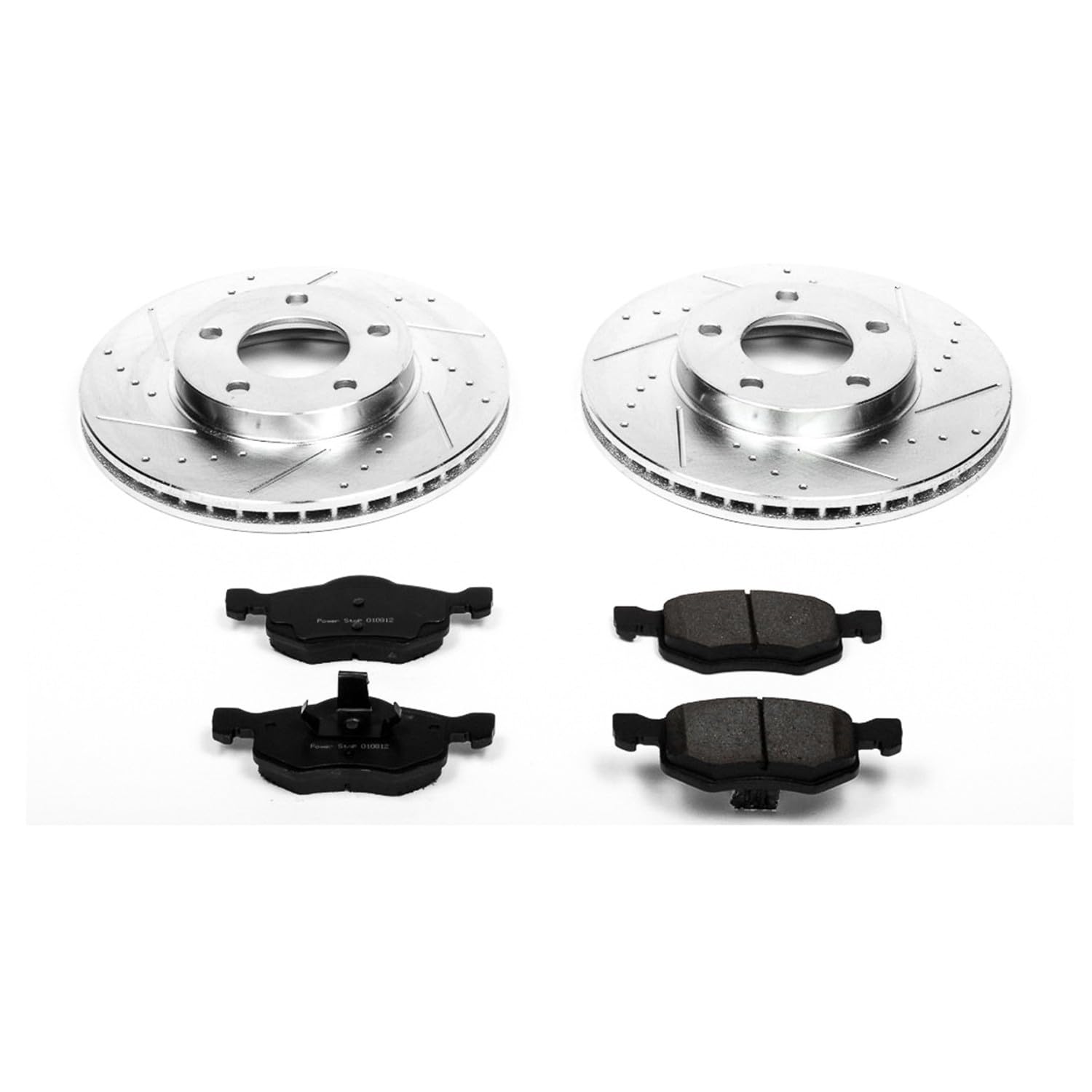 Power Stop K1930 Z23 Carbon Fiber Brake Pads with Drilled & Slotted Brake Rotors Kit For Ford Escape 2001-2007, Mazda Tribute 2001-2006, Mercury Mariner 2005-2007 [Model Specific]
