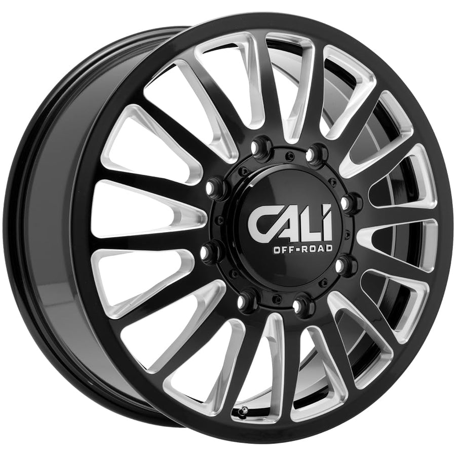 SUMMIT CALI OFF-ROAD 9110D-2870BMF115 Dually Front 9110 Gloss Black/Milled Spokes 20X8.25 8-170 115mm 124.9mm