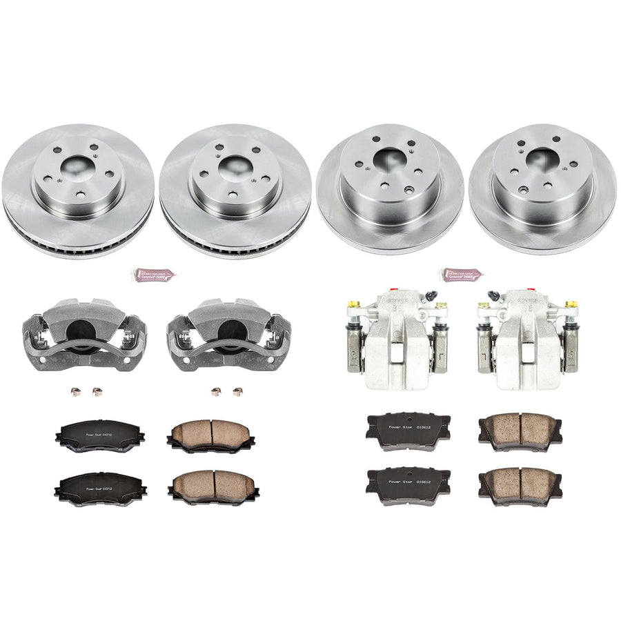 Power Stop KCOE4100A Replacement Autospeciality Front and Rear Caliper Kit- OE Rotors, Ceramic Brake Pads, Calipers For Toyota RAV4 2011 [Model Specific]
