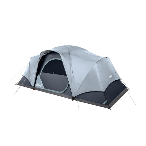 Coleman Camping Tent Skydome with LED Lights Weatherproof 4/8 Person Family Tent Includes Pre-Attached Poles Rainfly Carry Bag Ventilation and LED Lighting System Sets Up in 5 Minutes