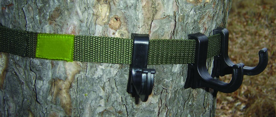 HME Hunting Accessory Hook Belt|3 Super-Strong Hooks for Hanging Various Items |Curved and Cupped Back to Mount to the Tree, Single Blister