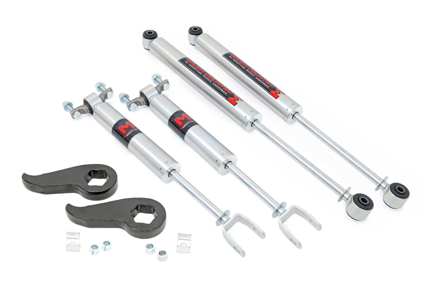 Rough Country 2 Inch Leveling Kit with M1 Monotube Shocks for 2500/3500HD Chevy/GMC (2011-2019)