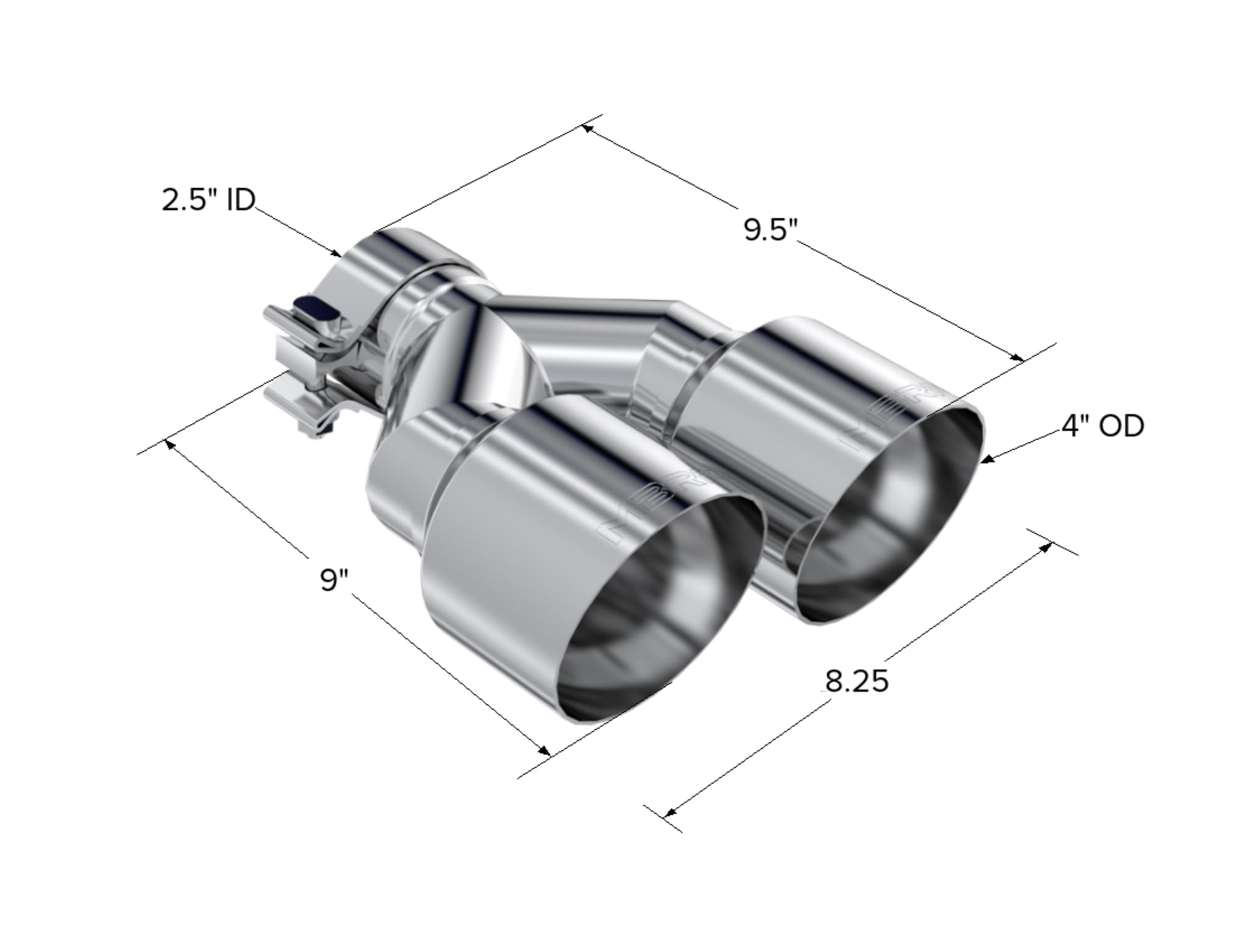 MBRP Dual Tip T304 SS 4in OD/2.5in Inlet