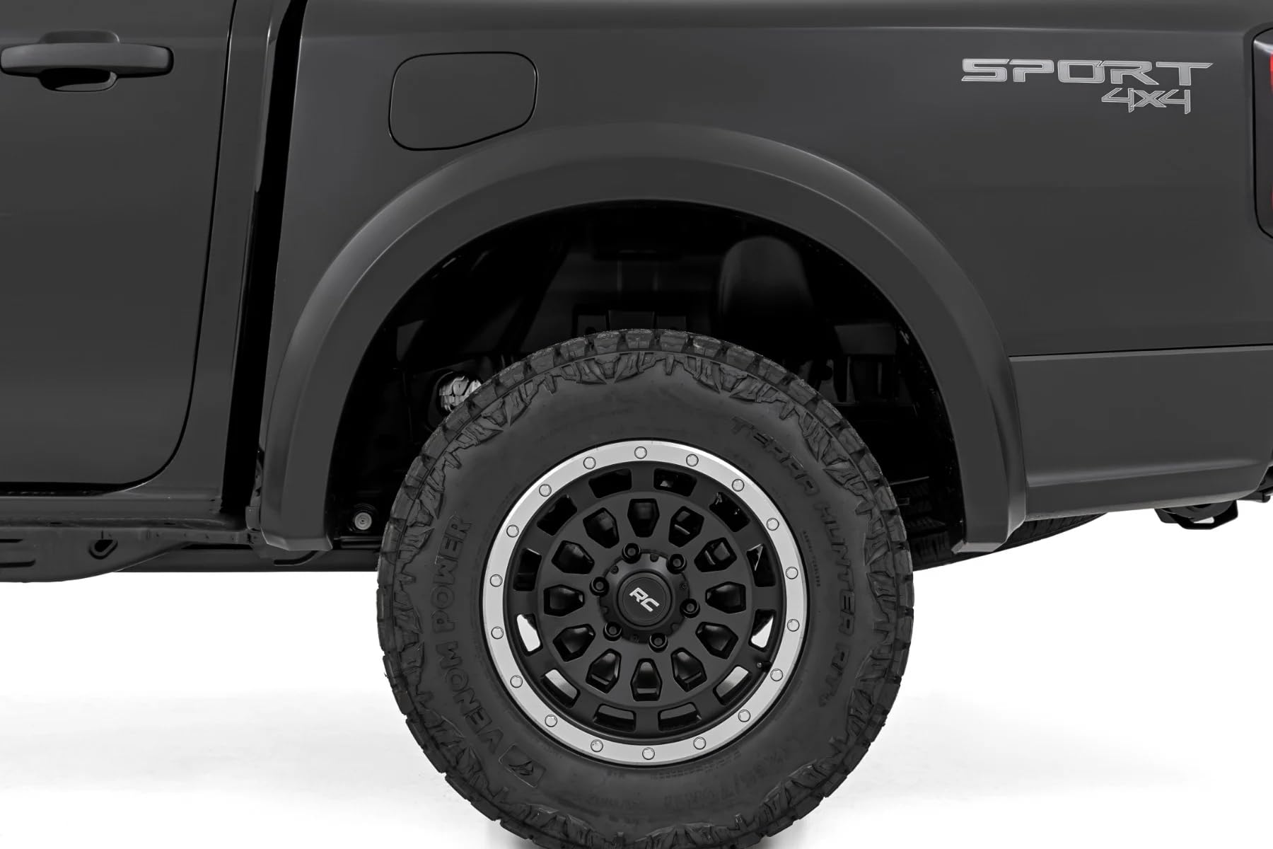 Sport Fender Flares Rough Country for Ford Ranger (2024-2025) - Durable ABS Flares, 1.25" Coverage, No-Drill Install, UV-Protected Flat Black Finish, Set of 4