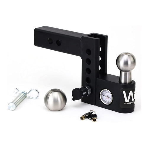 Aero Hitch Weigh Safe - Adjustable Trailer Hitch Ball Mount - 4" Drop Hitch for 2" Receiver - Premium Heavy Duty Steel Trailer Tow Hitch w/Built in Weight Scale for Anti Sway, 12,500 lbs GTW