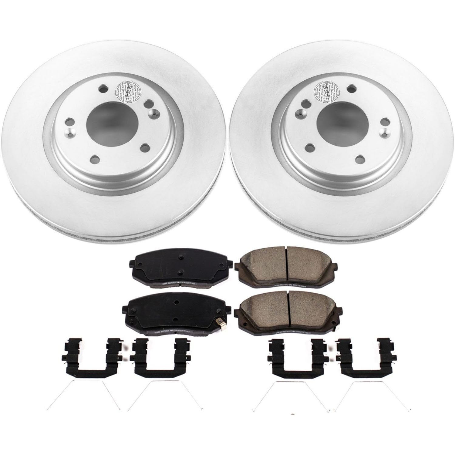 Power Stop Coated Brake Rotor and CRK8011 Ceramic Brake Pads- Front For Hyundai Elantra GT, Hyundai Kona, Hyundai Veloster, Kia Forte, Kia Seltos, Kia Soul [Model Specific]