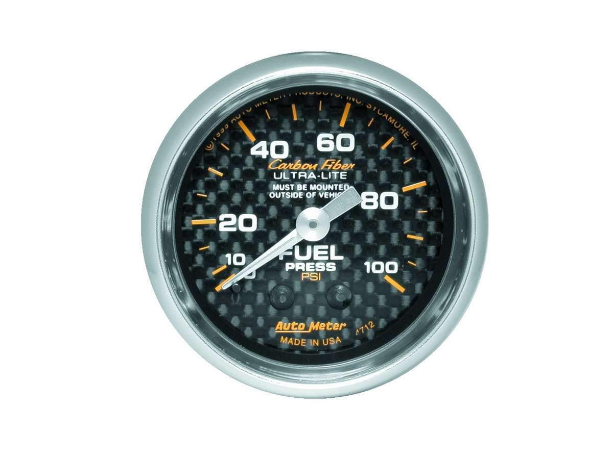 Auto Meter Carbon Fiber 4712 Mechanical Fuel Pressure Gauge
