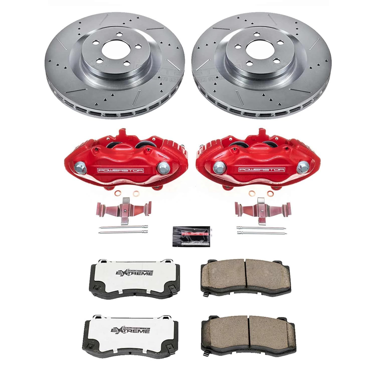 Power Stop Z23 Evolution Sport KC5064 1-Click Brake Kit with Powder Coated Calipers (Brake Pads, Drilled/Slotted Rotors)