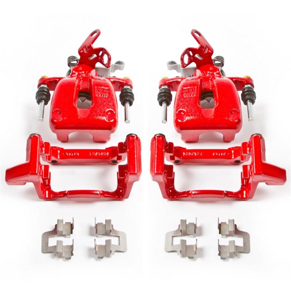 Power Stop Pair of High-Temp Red Powder Coated Rear Calipers For Audi A3, Audi A3 Quattro, VW Eos, VW G, VW Golf, VW Jetta, VW Rabbit [Model Specific]