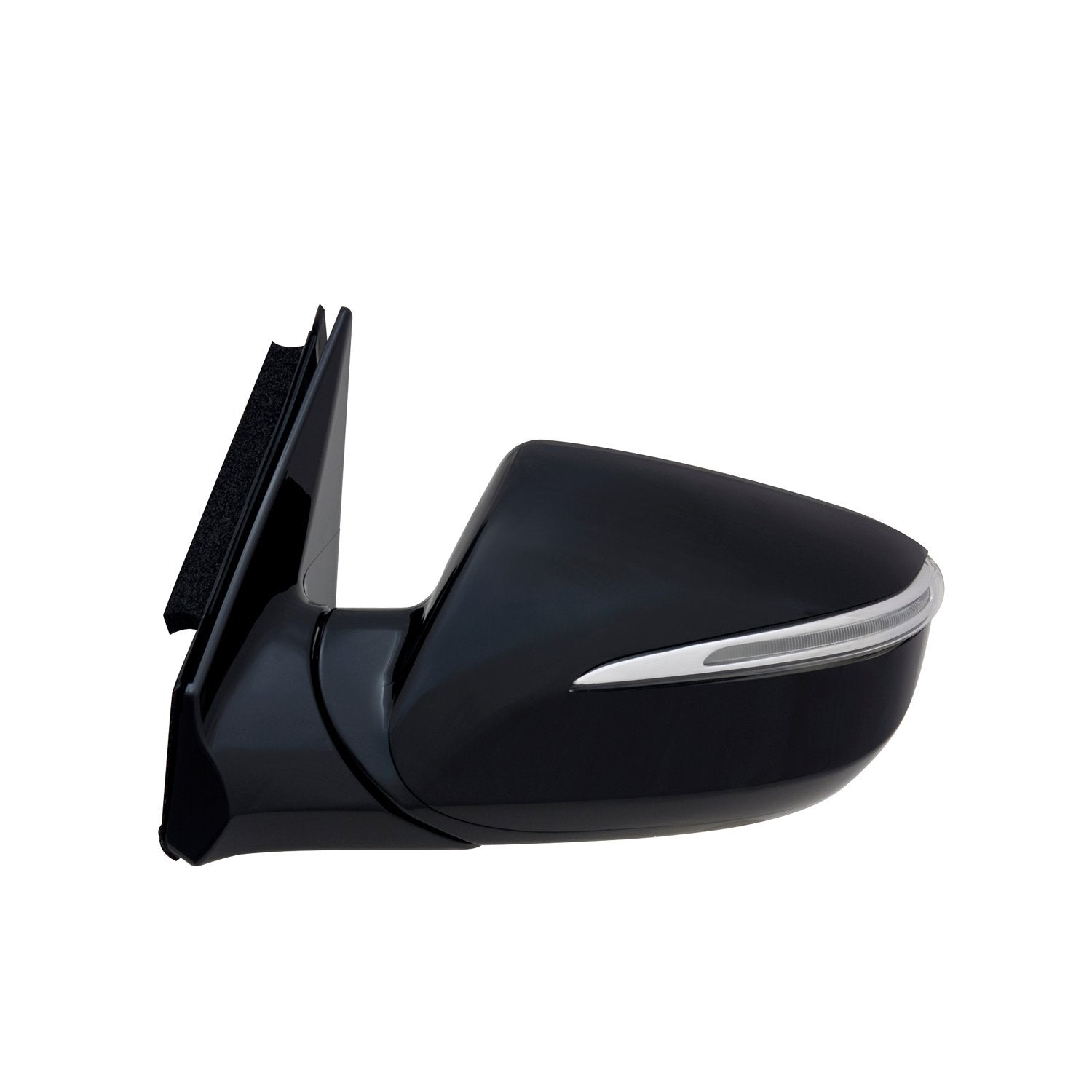 Driver Side Fit Mirror for Hyundai Santa Fe Sport, Black, PTM Cover, w/Turn Signal, Foldaway, w/o Memory, w/o Blind spot Detection, Heated Power