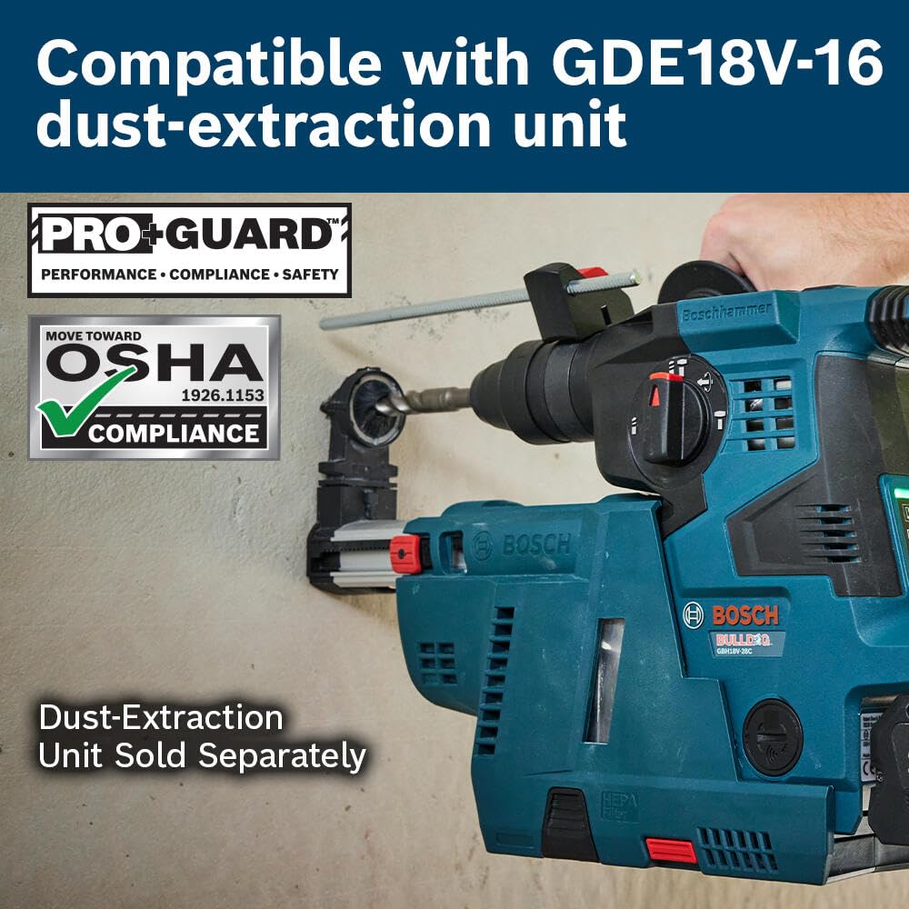 BOSCH 18V GBH18V-28CK28 Brushless Connected-Ready SDS-plus® Bulldog™ 1-1/8 In. Rotary Hammer with (2) CORE18V® Lithium-Ion 8 Ah High Power Batteries