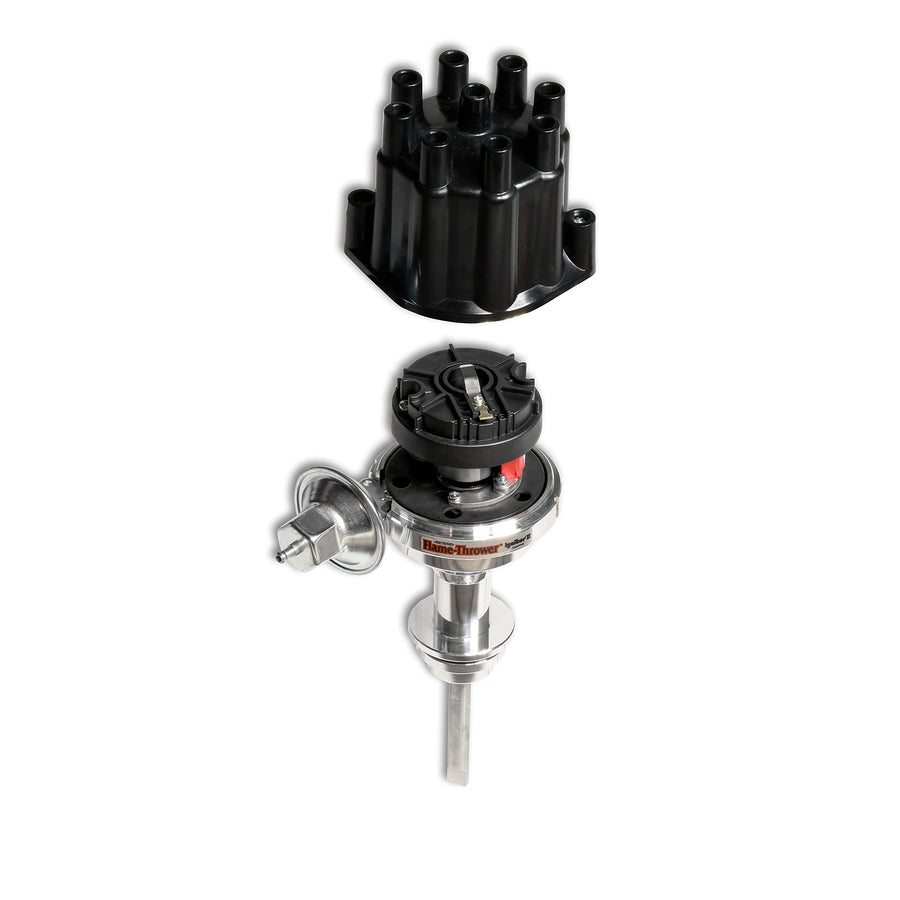 Flame-Thrower Vacuum Advance PerTronix D144700 Billet Distributor with Ignitor II Electronics and Black Female Style Cap for Chrysler 392 Hemi Engines