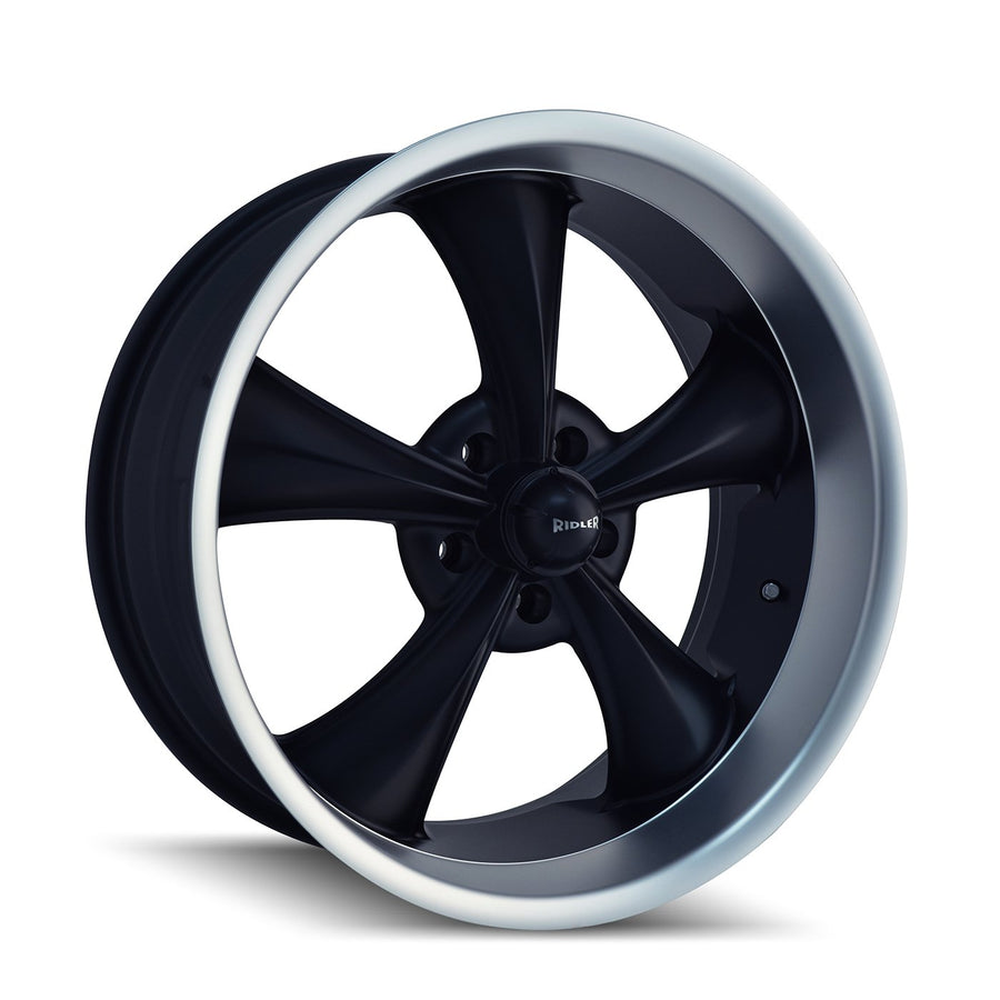 17x7 695, Bolt Pattern: 5x4.5/, Offset: 0, MATTE BLACK/MACHINED LIP, set of 1