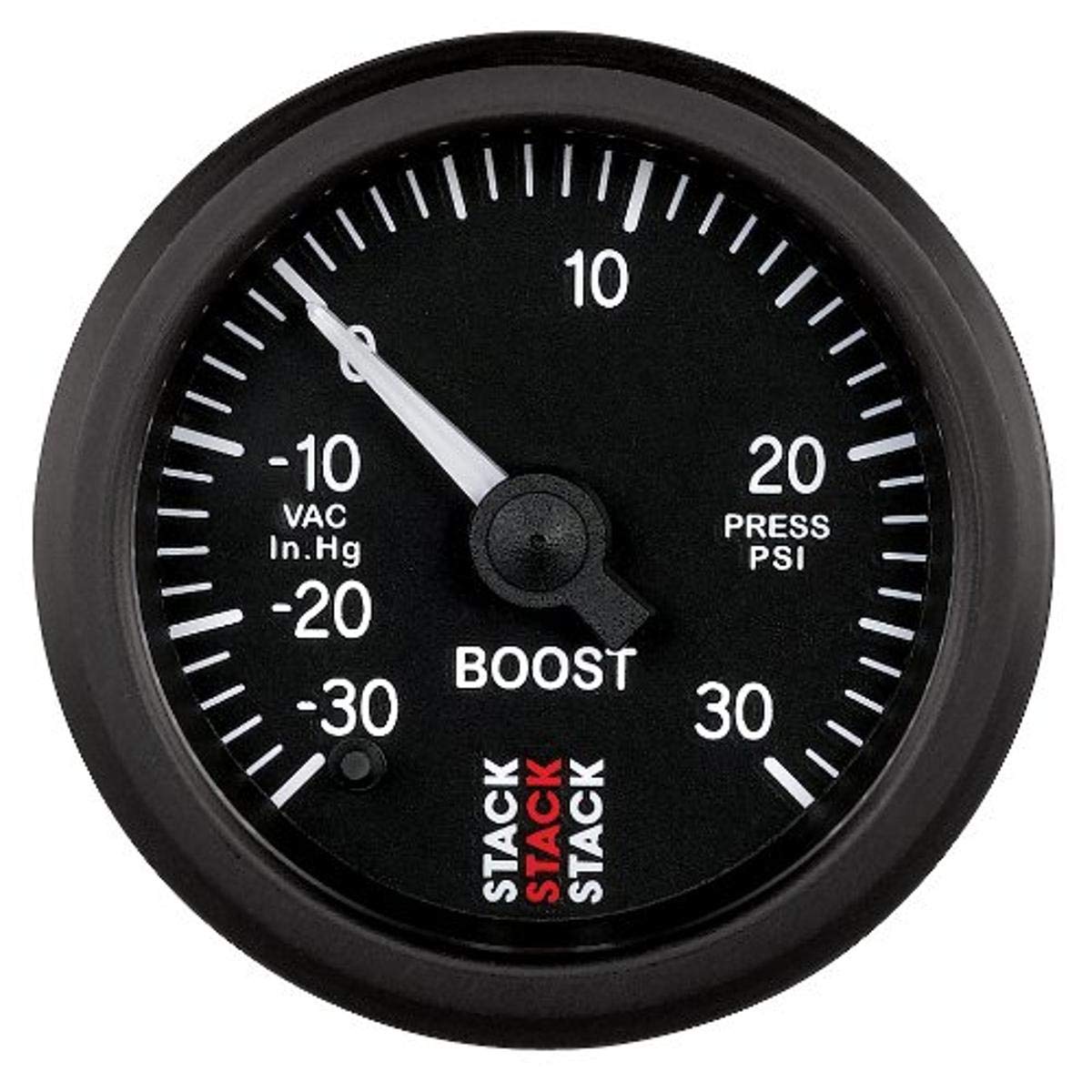 Autometer 52mm Stack -30INHG to +30 PSI (Incl T-Fitting) Pro Stepper Motor Boost Press Gauge - Black