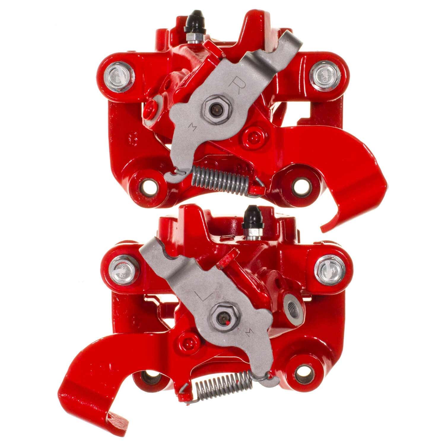 Rear Power Stop S15158 Pair of High-Temp Red Powder Coated Calipers