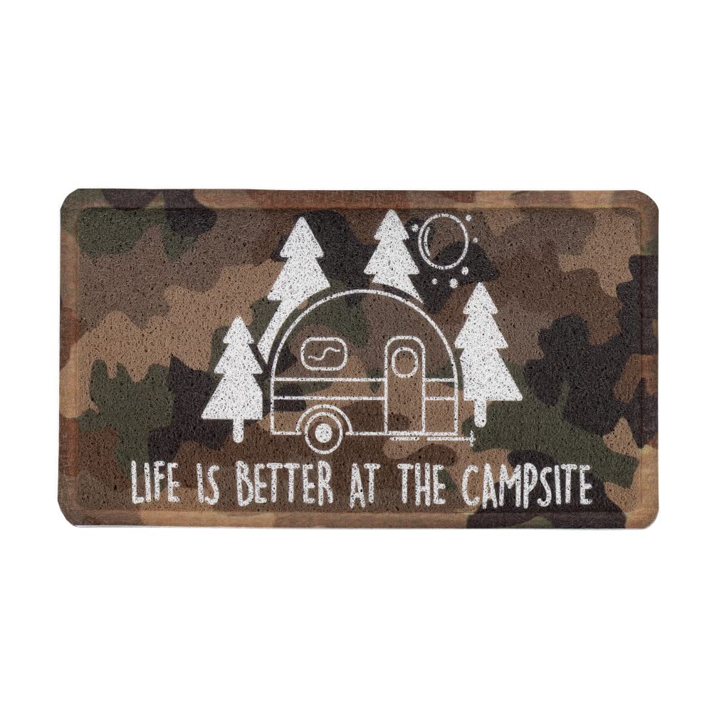 LIBATC - Camco Scrub Rug, Camo Retro RV, 26.5"x15"