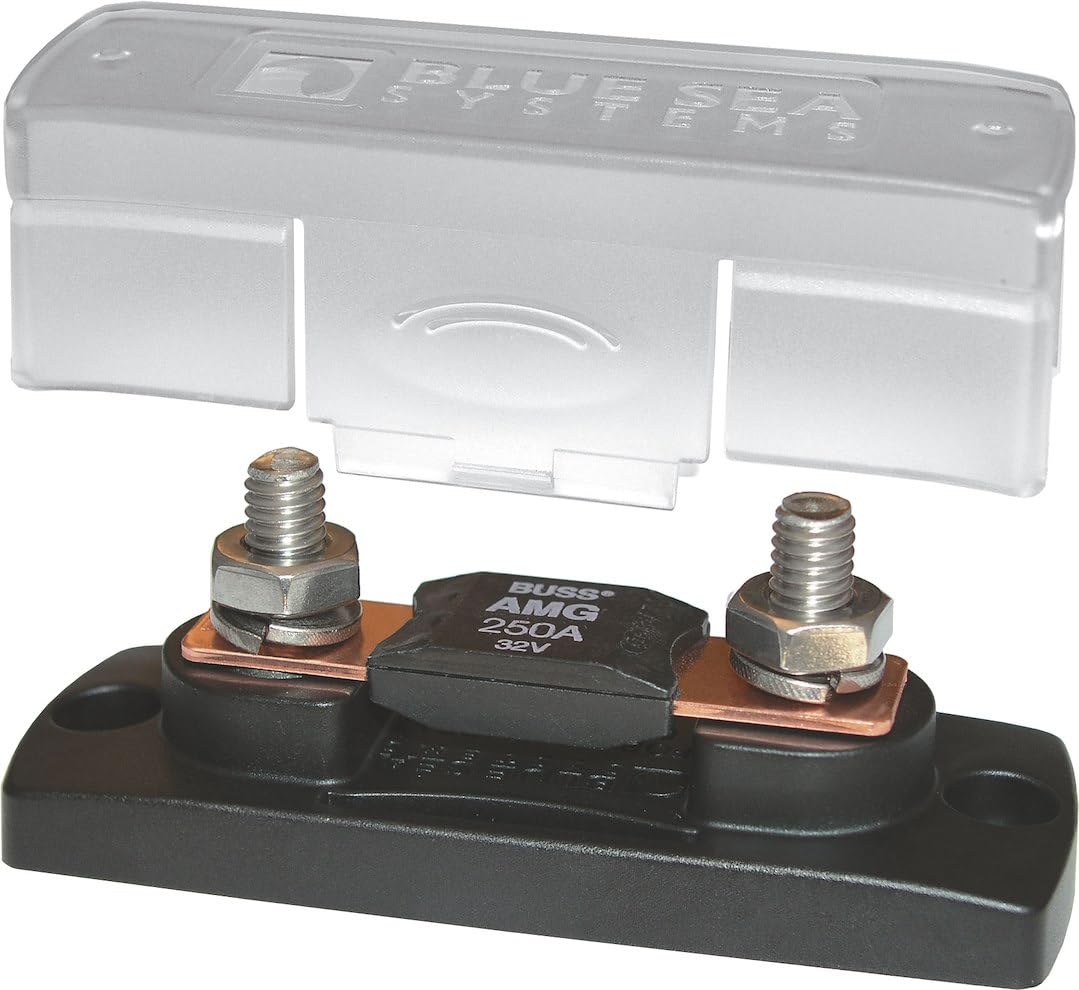 5001 Blue Sea Systems MEGA/AMG Fuse Block with Cover, 100-300 Amp, 32V DC , 4.07" x 1.5"