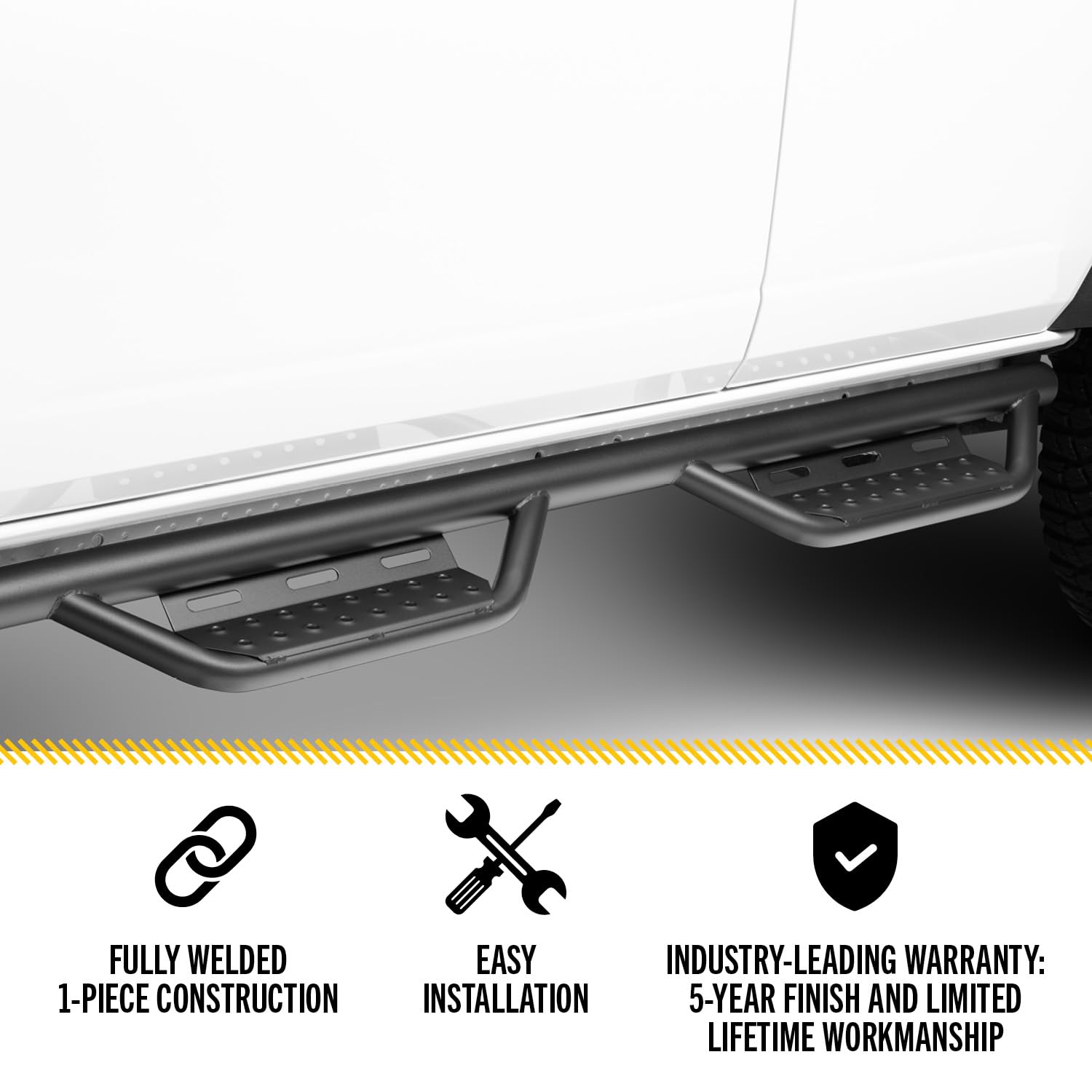 N-Fab RS Nerf Steps | Textured Black, Cab Length | 209418412 | Fits 2009-2015.5 Dodge RAM 1500, 2010-2018 2500 / 3500 / 4500 /5500 Crew Cab All Beds, SRW / DRW Gas / Diesel