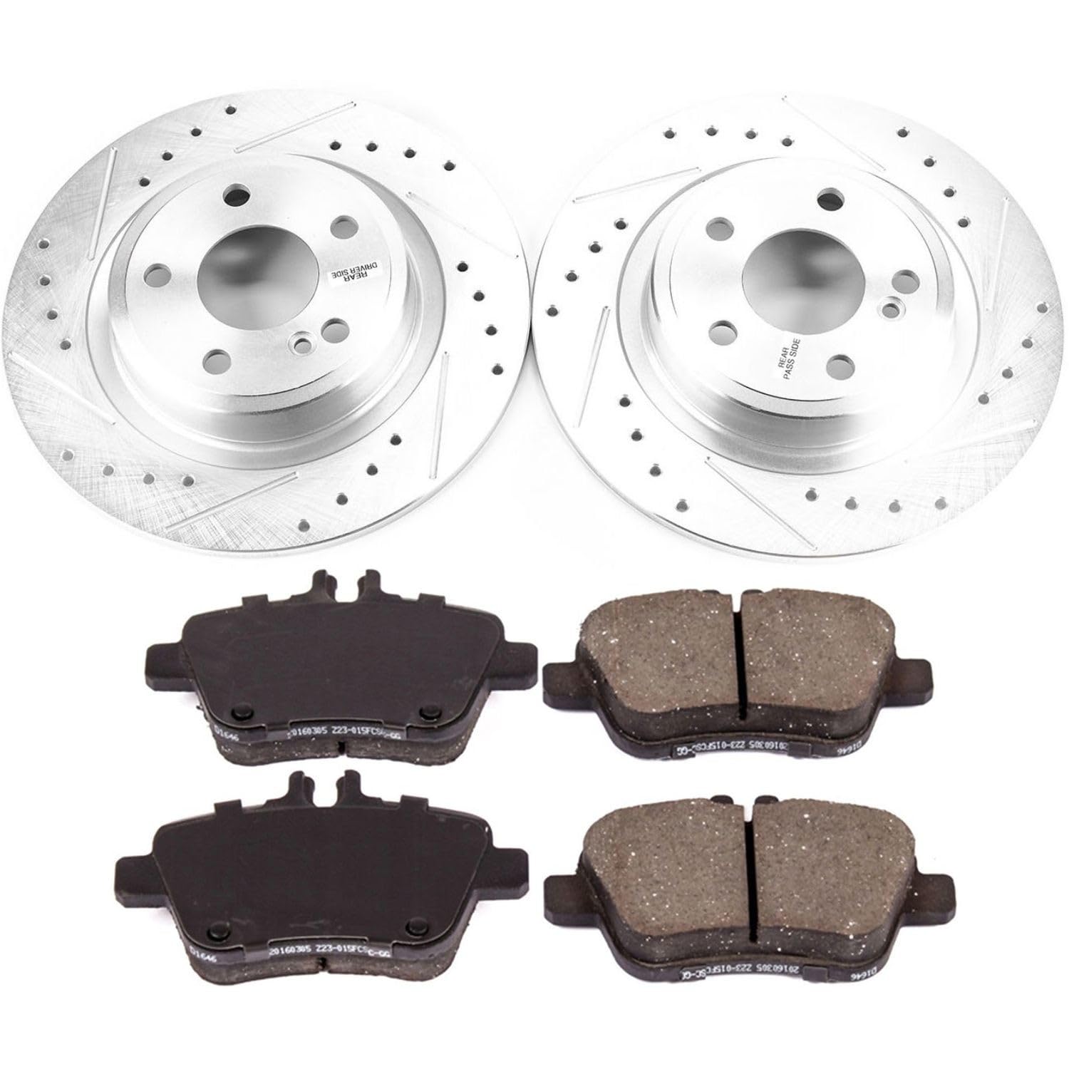 Power Stop K6894 Z23 Carbon Fiber Brake Pads with Drilled & Slotted Brake Rotors Kit Rear