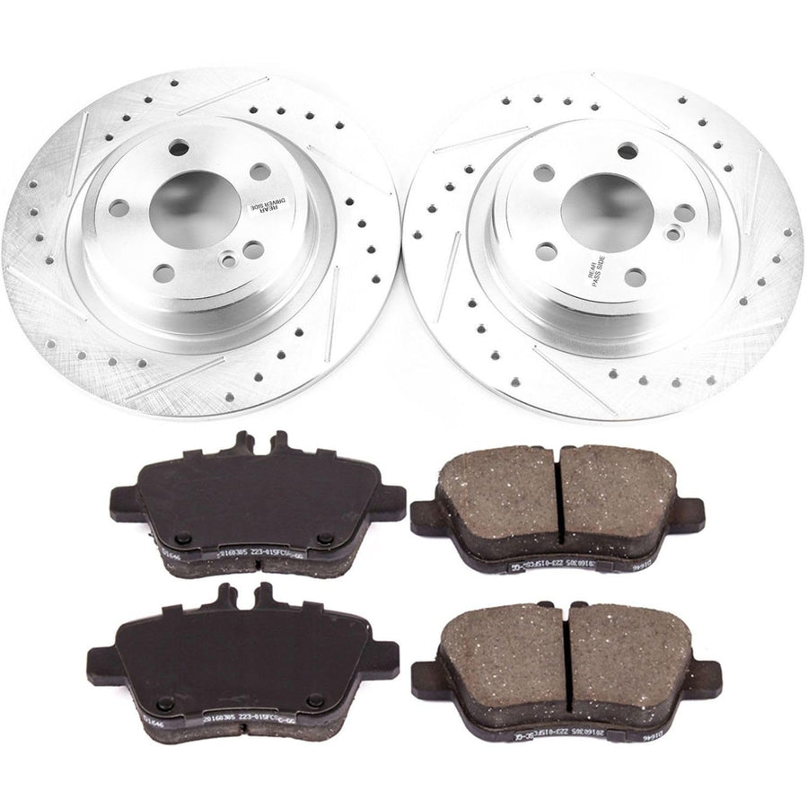 Power Stop K6894 Z23 Carbon Fiber Brake Pads with Drilled & Slotted Brake Rotors Kit Rear