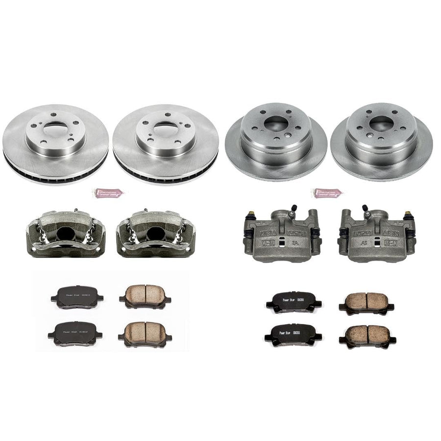 Power Stop KCOE1060 Replacement Autospeciality Front and Rear Caliper Kit- OE Rotors, Ceramic Brake Pads, Calipers For Toyota Solara 1999 [Model Specific]